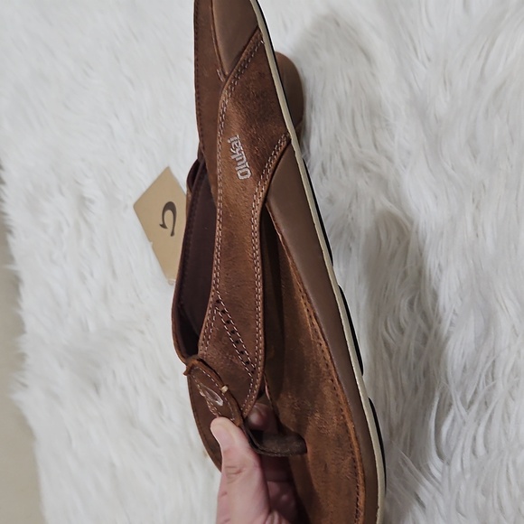 OluKai Rich Brown Leather Sandals Men's Nui Sandal in Rum Brown by Olukai Sz 13 - Picture 7 of 10